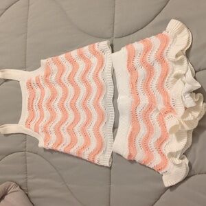 Girls Striped Sweater Mid Rise Short and Matching Tank Set - Size XXS (5/6)